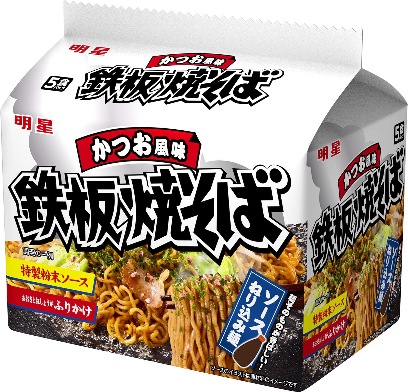 Amazon.co.jp: 明星 鉄板焼そば かつお風味 5食P×6個 : 食品・飲料・お酒